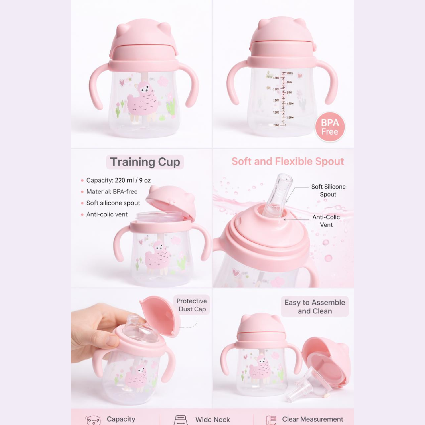 Baby Trainer Sippy Cup 270ml | BPA-Free Leakproof Straw Sipper with Soft Silicone Spout