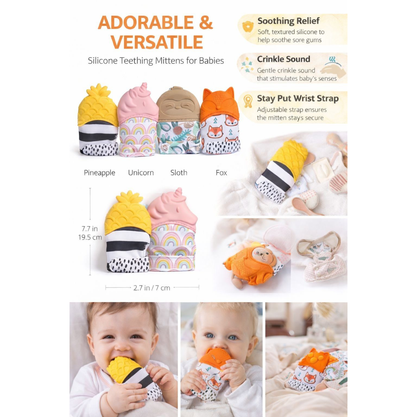 Baby Silicone Teething Mitten Toy (Random Design)