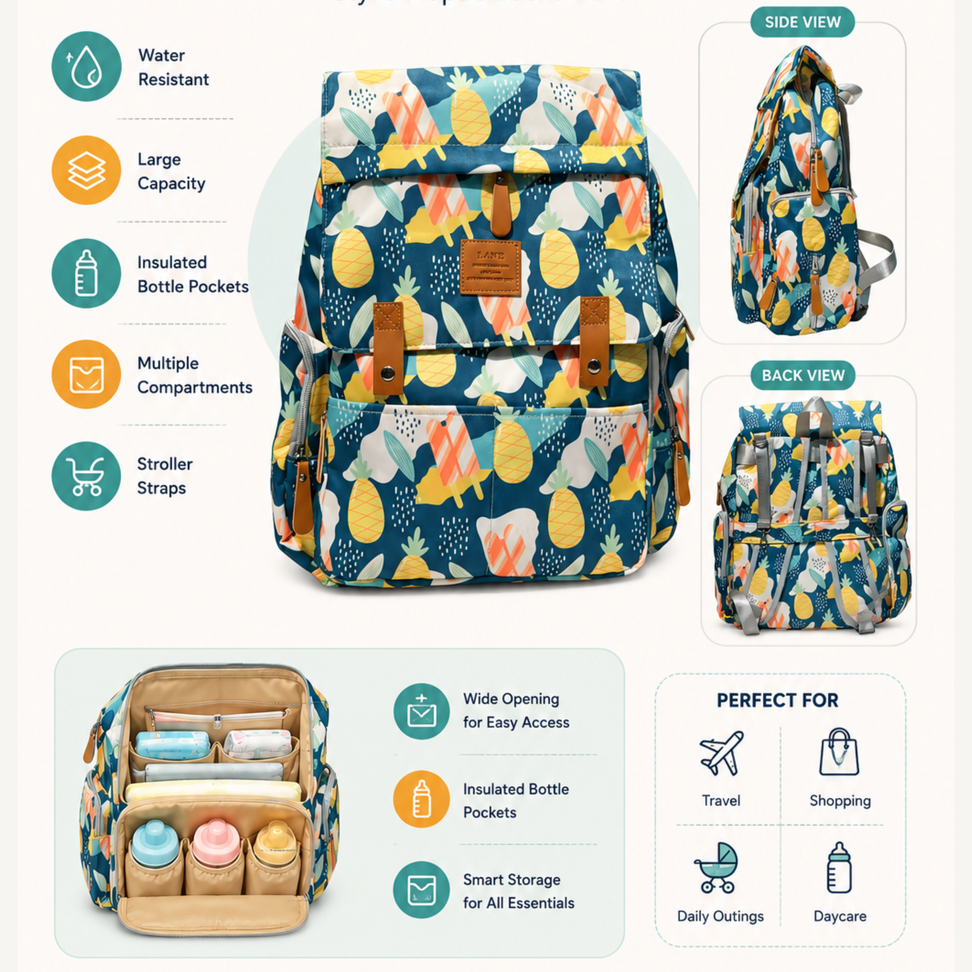 Tara Ventures Waterproof Diaper Bag Backpack for Mothers