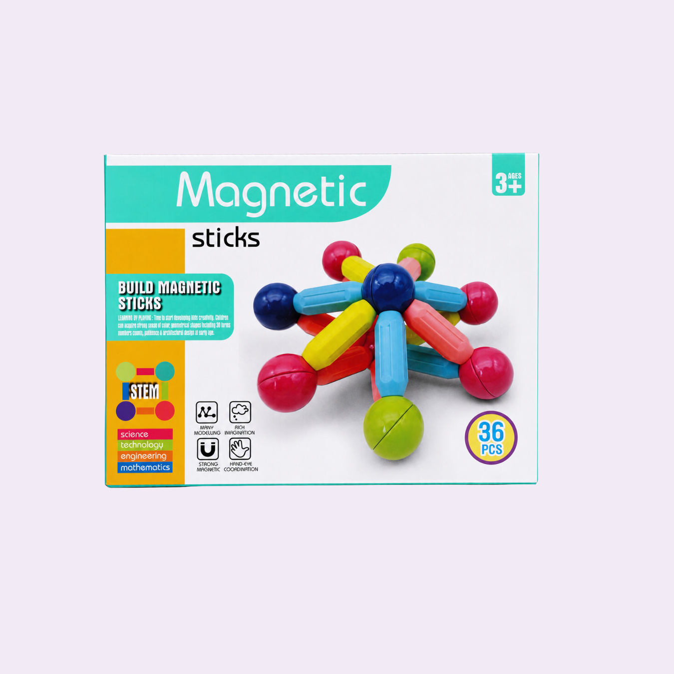 Magnetic Building Sticks & Balls 36 PCS for Kids | STEM Educational Magnetic Construction Toy Set
