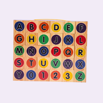 Wooden Alphabet & Number Block Board for Kids
