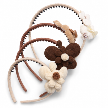 Knitted Flower Hairband for Girls & Women Random Pack of 4