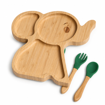 Elephant Bamboo Suction Plate Set for Babies & Toddlers | BPA-Free Silicone Suction Base taraventures