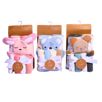 Baby Hooded Towel with 5 Washcloths Set (Random pack 01)