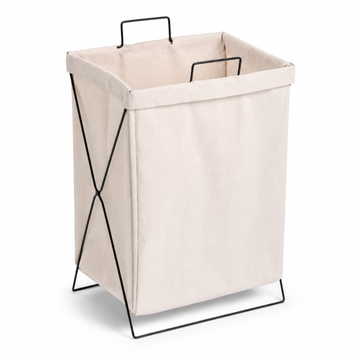 Canvas Laundry Hamper Basket with Metal Frame & Handles taraventures