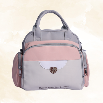 Heart Emblem Mini Diaper Bag for Mothers | Waterproof Multi-Compartment Baby Care Bag