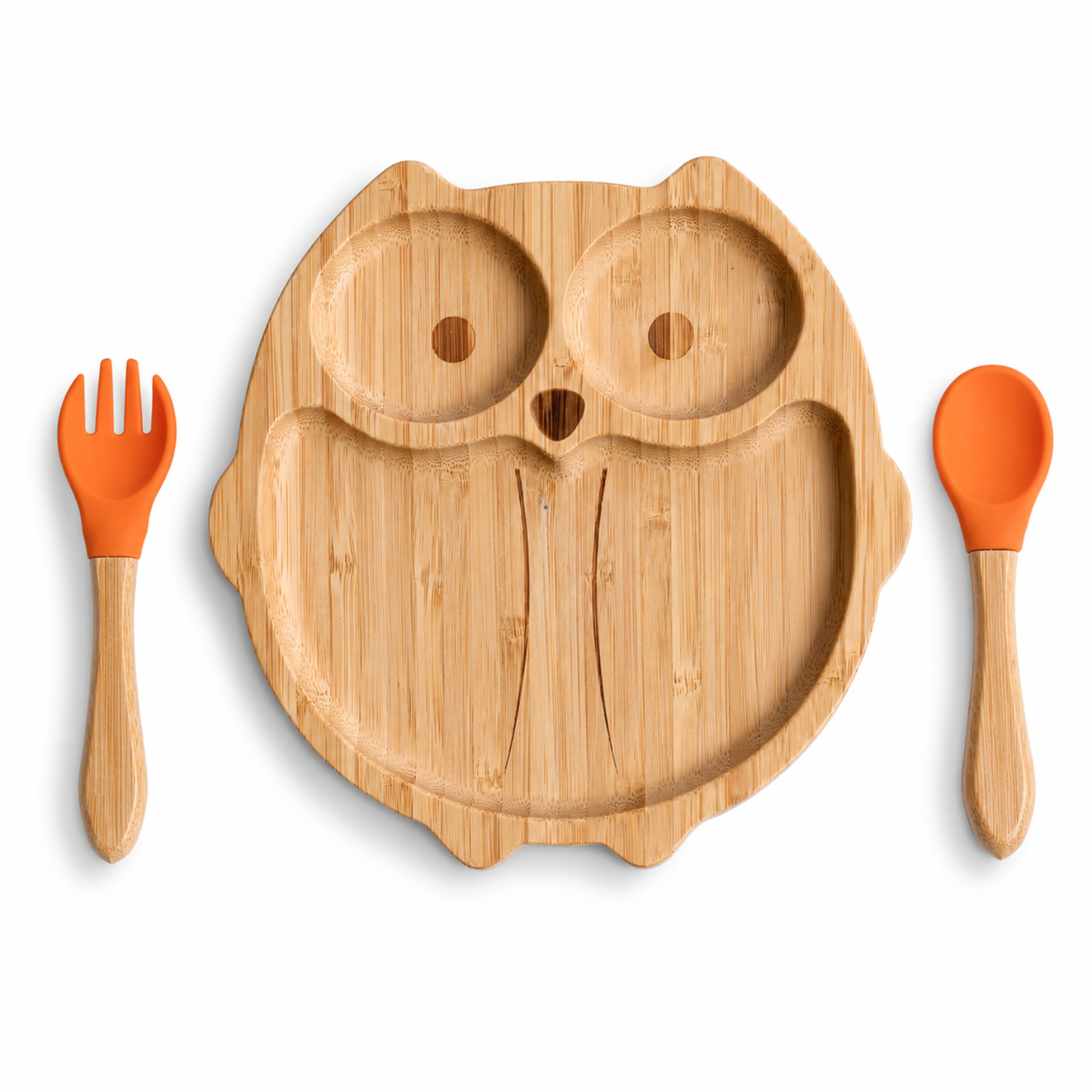 Bamboo Owl Shaped Suction Plate for Babies & Toddlers Natural Bamboo Divided Plate | BPA-Free Baby Plate taraventures