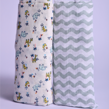 Muslin Double Layer Baby Swaddle Combo Pack of 2