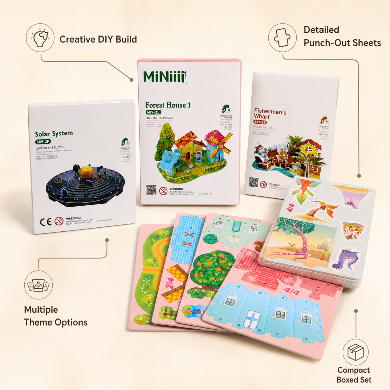 Mini DIY 3D Puzzle Kit – Pack of 1 Random Theme