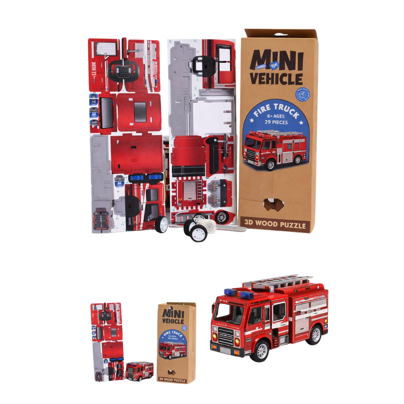 3D DIY Mini Vehicle Wooden Puzzle Pack of 1