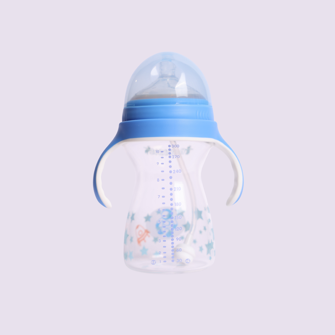 Blue Baby Milk Feeding Bottle with Handles 180ml