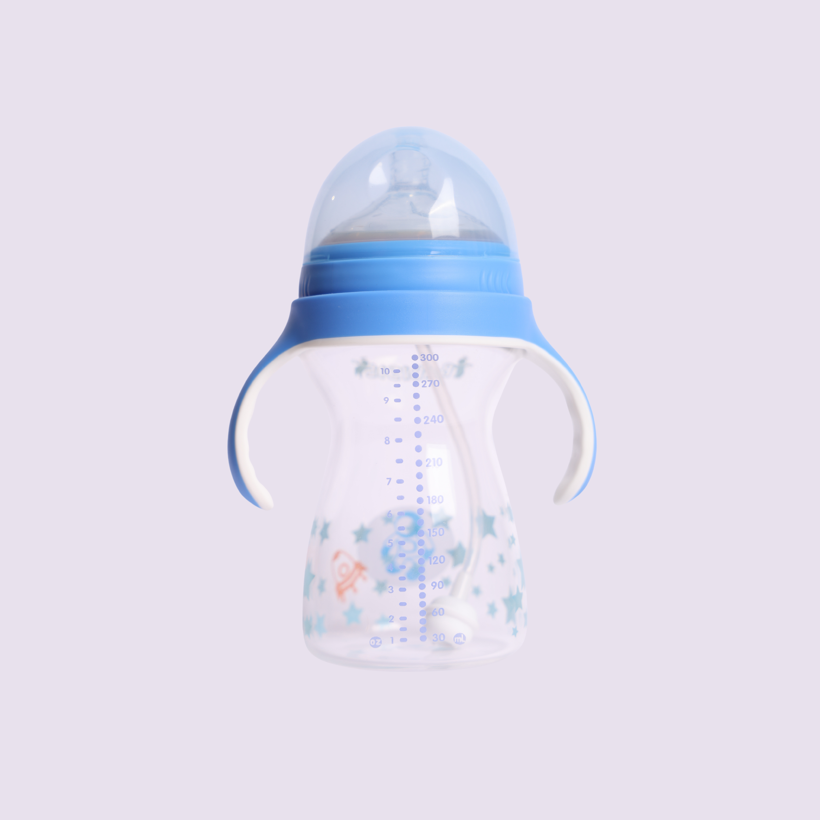 Blue Baby Milk Feeding Bottle with Handles 180ml