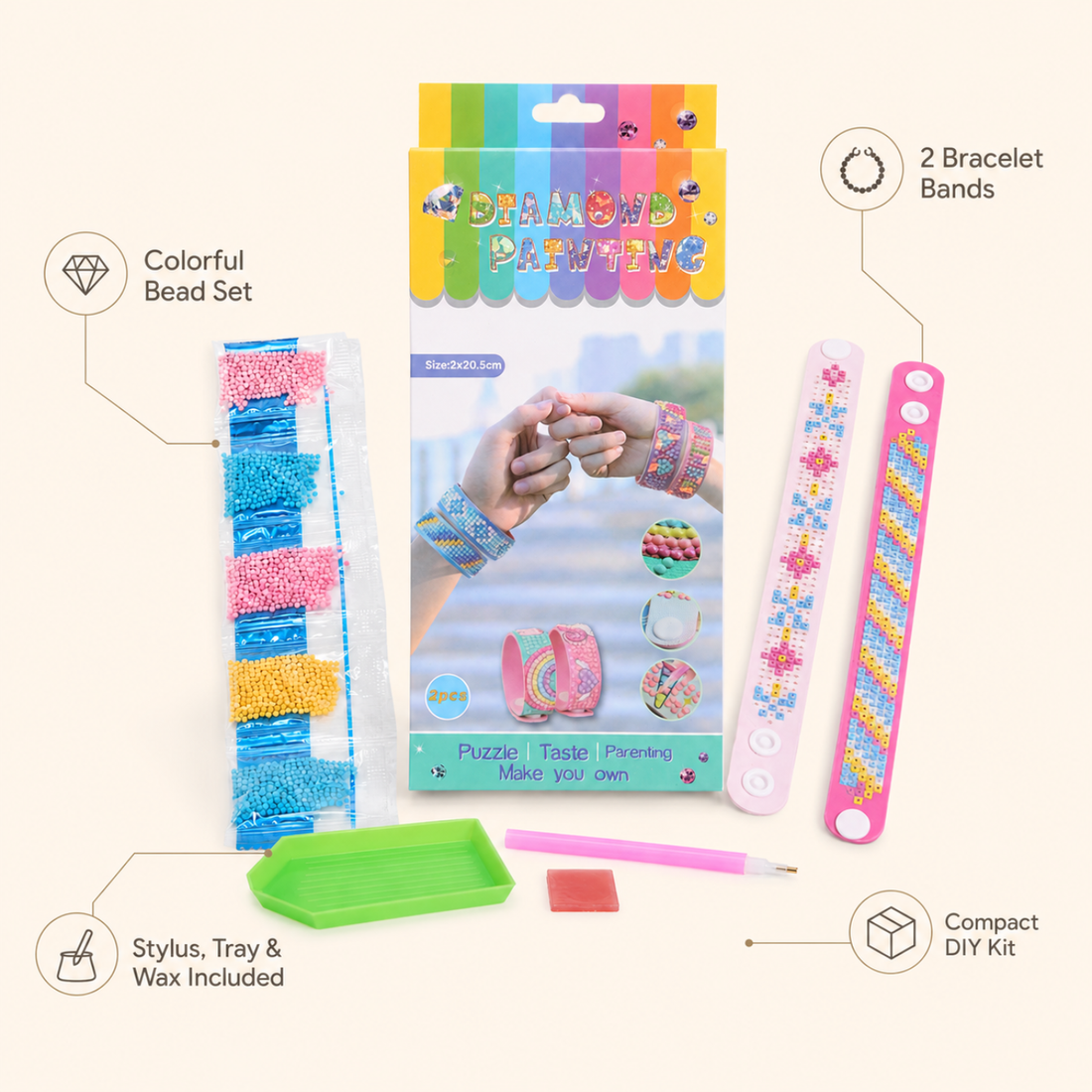 DIY Diamond Painting Bracelet Kit | Make Your Own Sparkling Bracelet Art Set for Kids & Girls