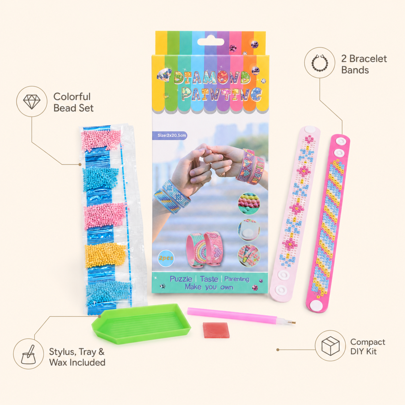 DIY Diamond Painting Bracelet Kit | Make Your Own Sparkling Bracelet Art Set for Kids & Girls