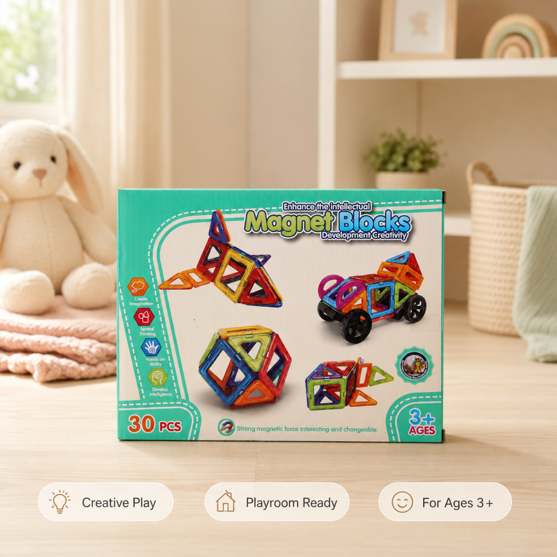 30PCS Magnetic Building Blocks for Kids | STEM Educational Magnetic Tiles Construction Set