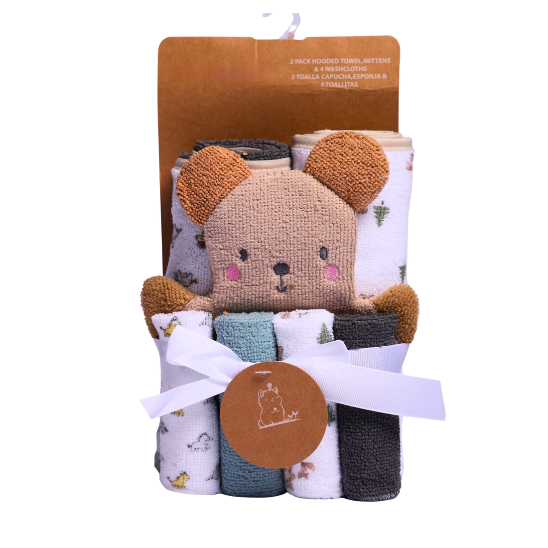 Baby Hooded Towel with 5 Washcloths Set (Random pack 01)