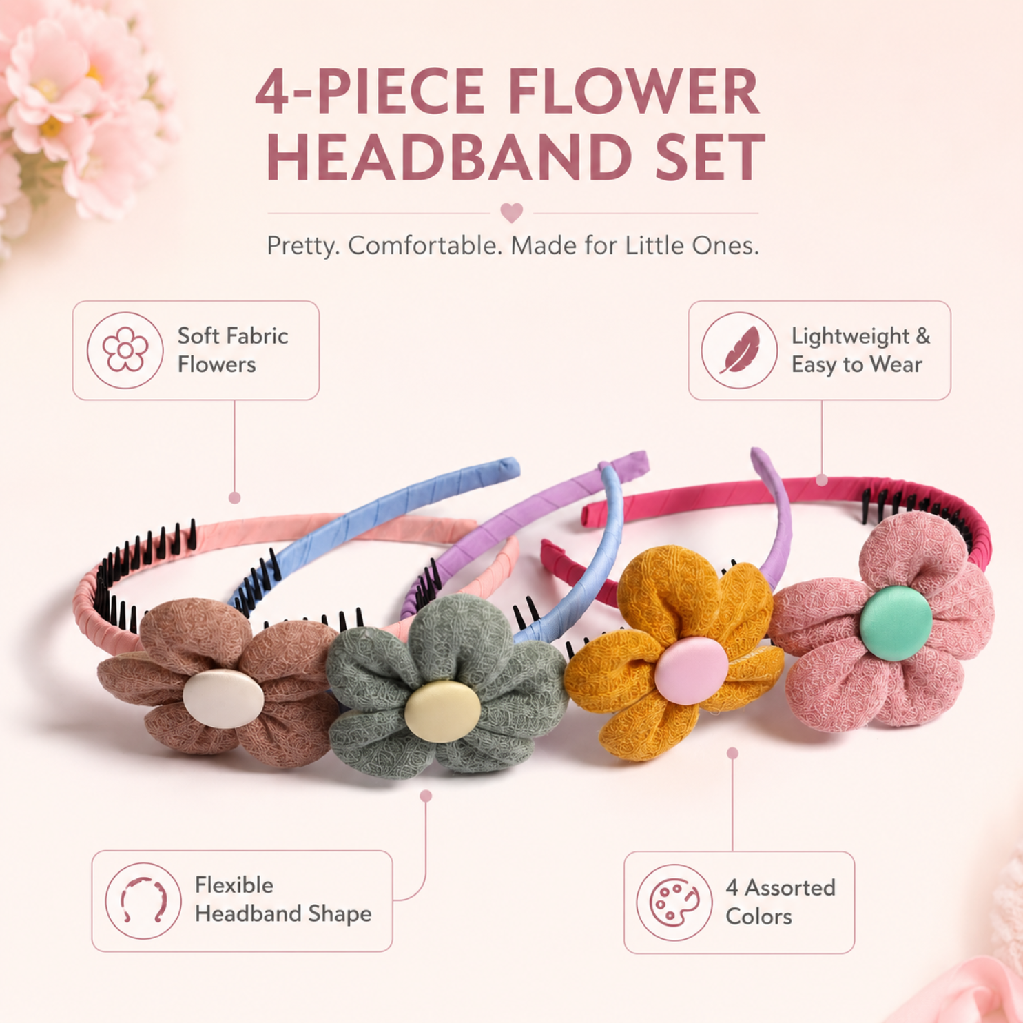 lower Hairband for Girls & Women Random Pack of 4