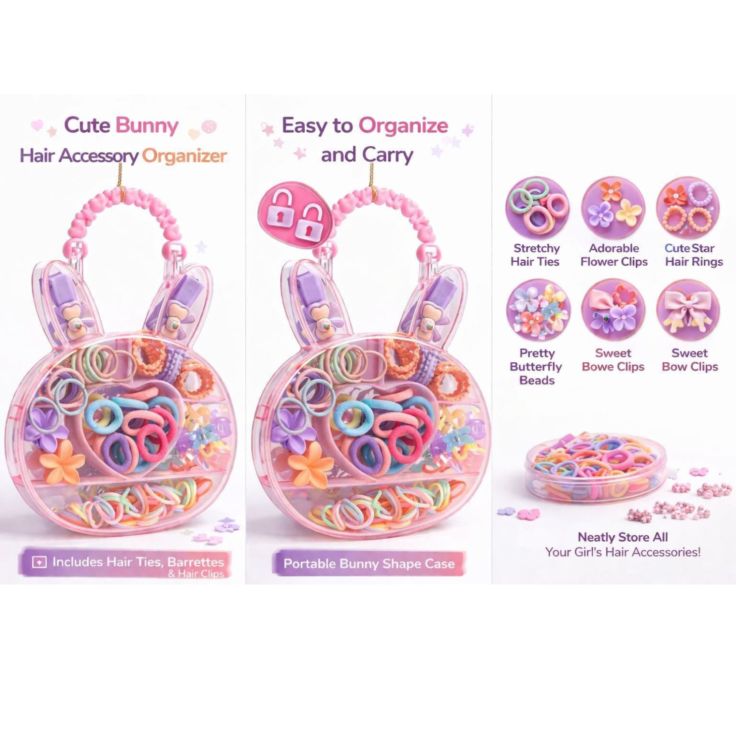 Rabbit Ear Hair Accessories Set for Girls Pack of 1