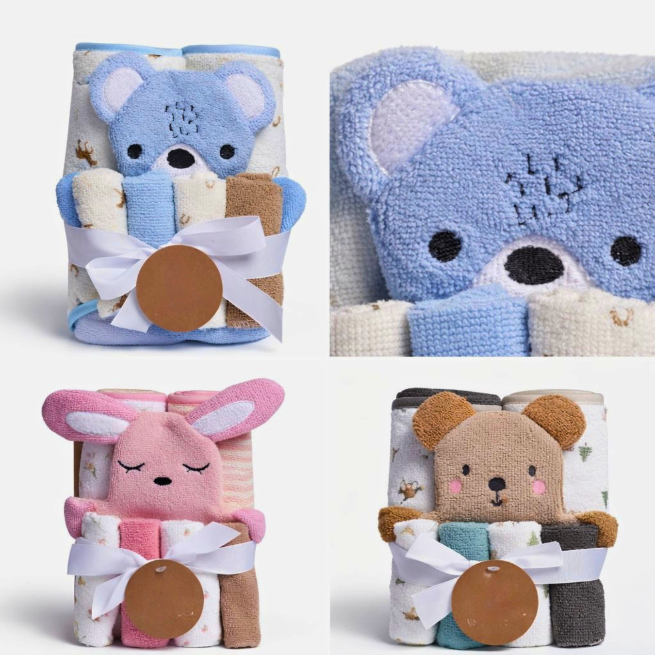 Baby Hooded Towel with 5 Washcloths Set (Random pack 01)