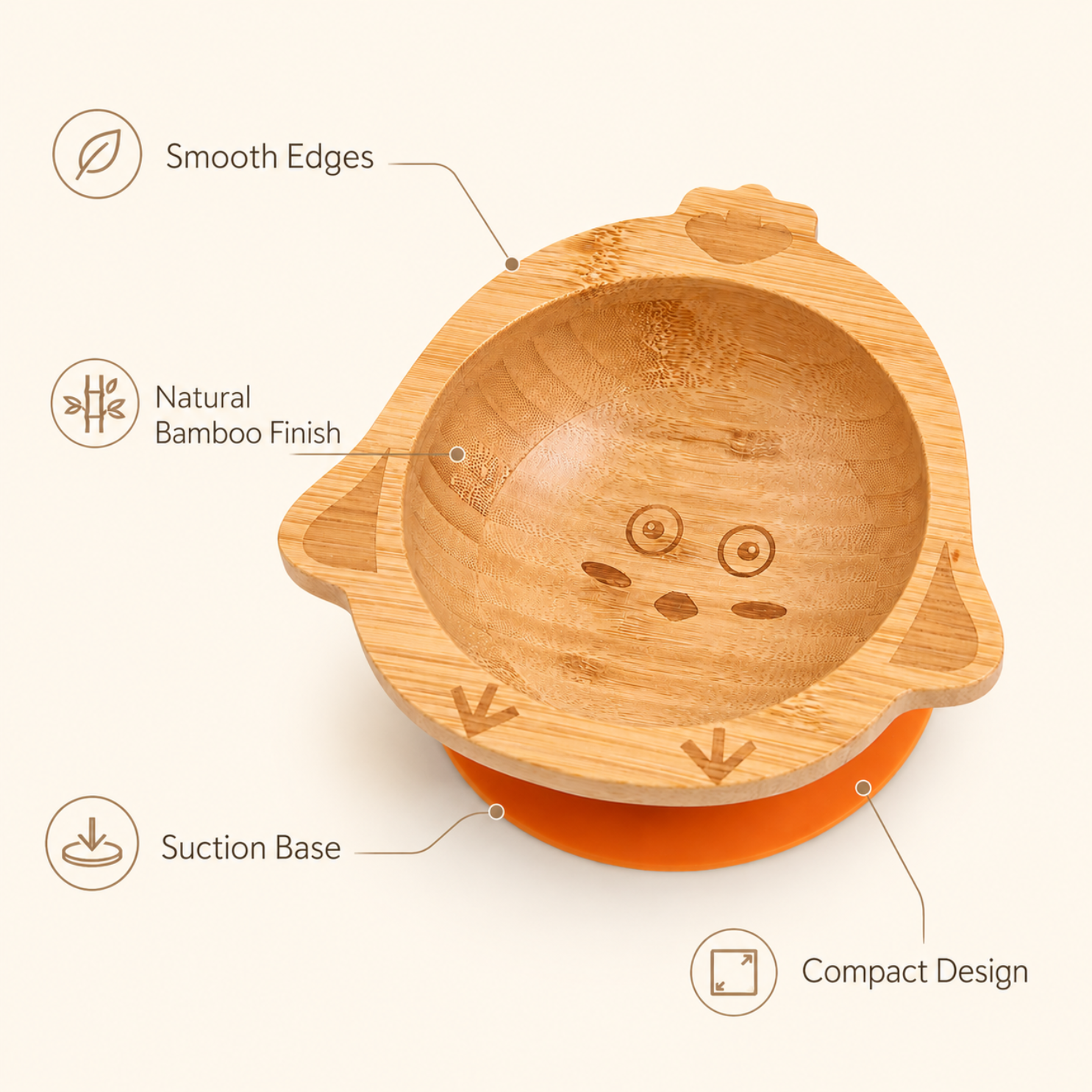Chick Bamboo Suction Bowl for Babies & Toddlers | BPA-Free | Eco-Friendly Baby Food Bowl