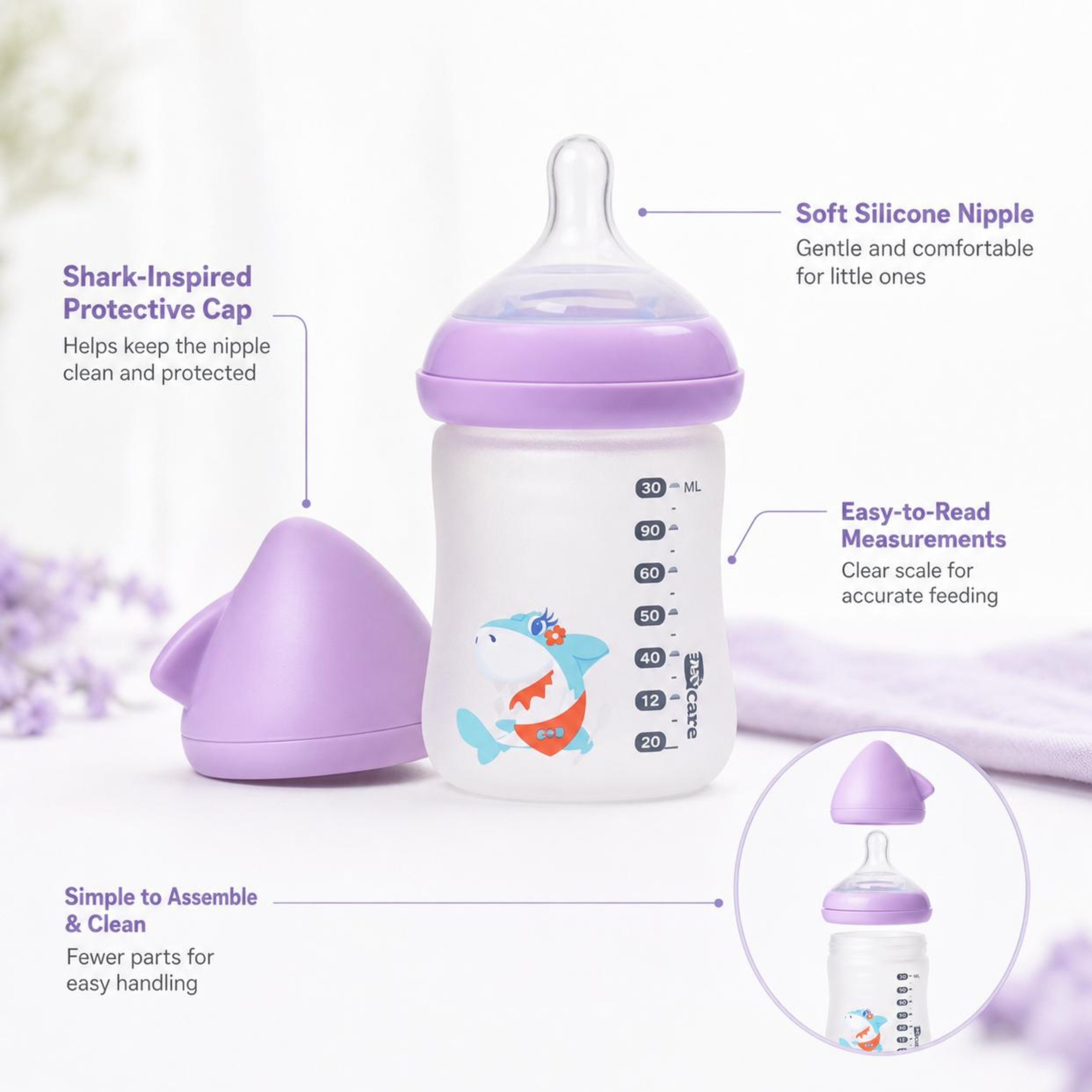 Baby Shark Glass Water Bottle | BPA-Free Kids Drinking Bottle with Straw