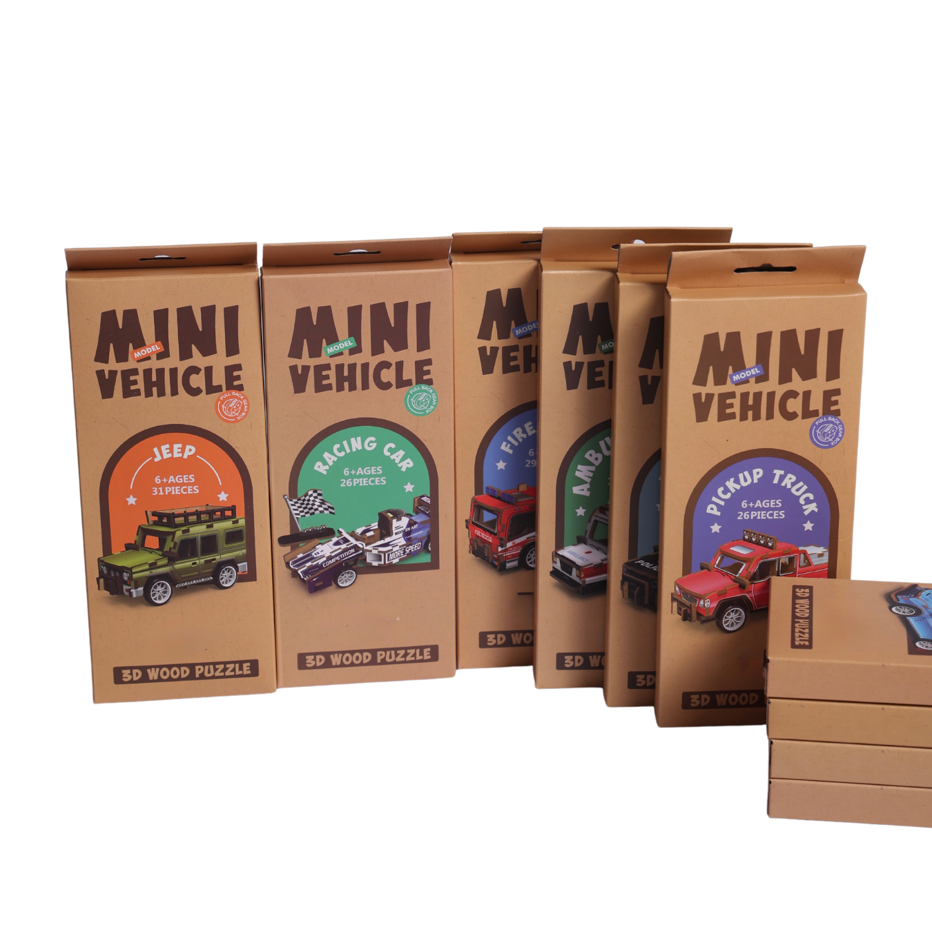 3D DIY Mini Vehicle Wooden Puzzle Pack of 1