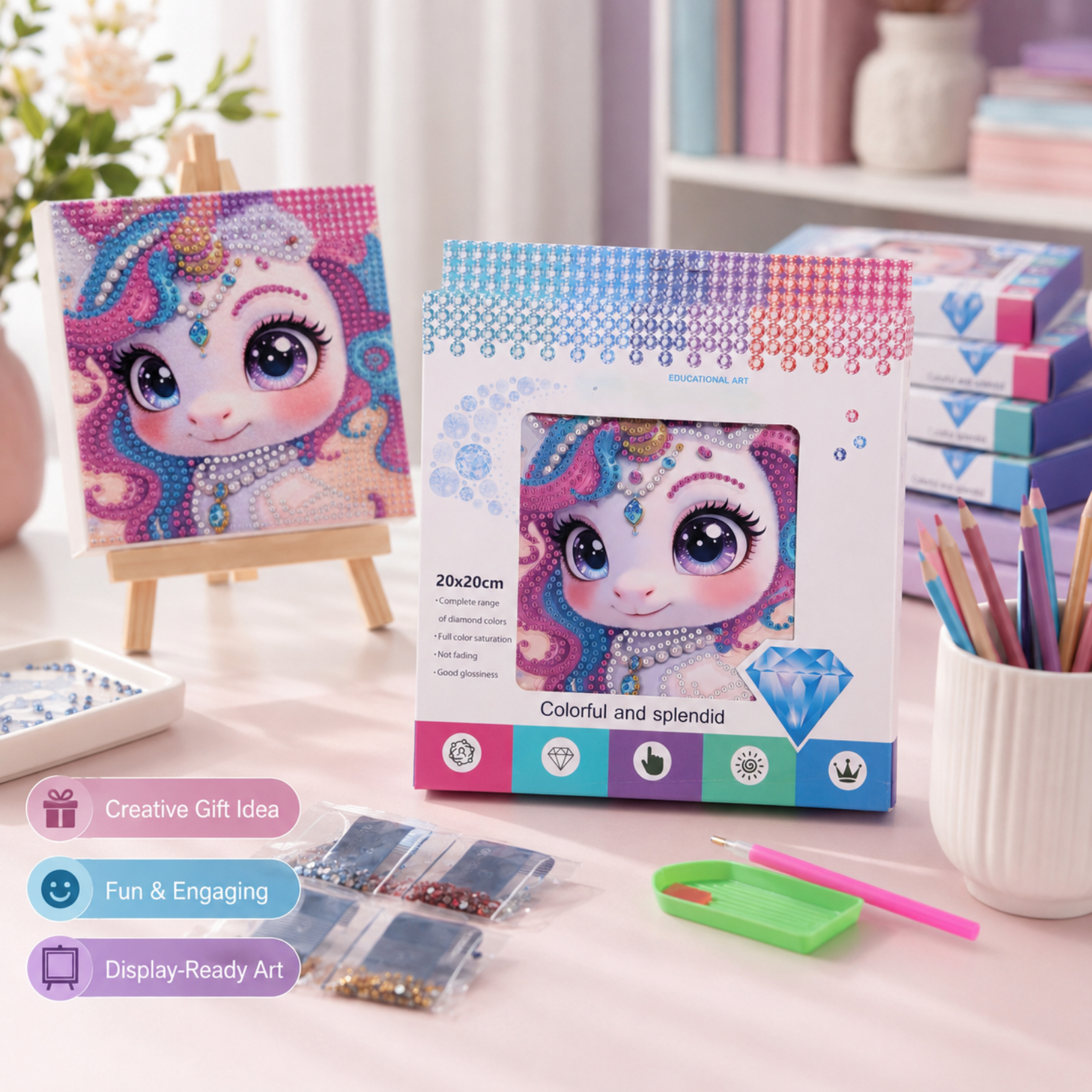 Diamond Painting Fairy Art Kit Random Design | 20 x 20 cm (Pack of 1)