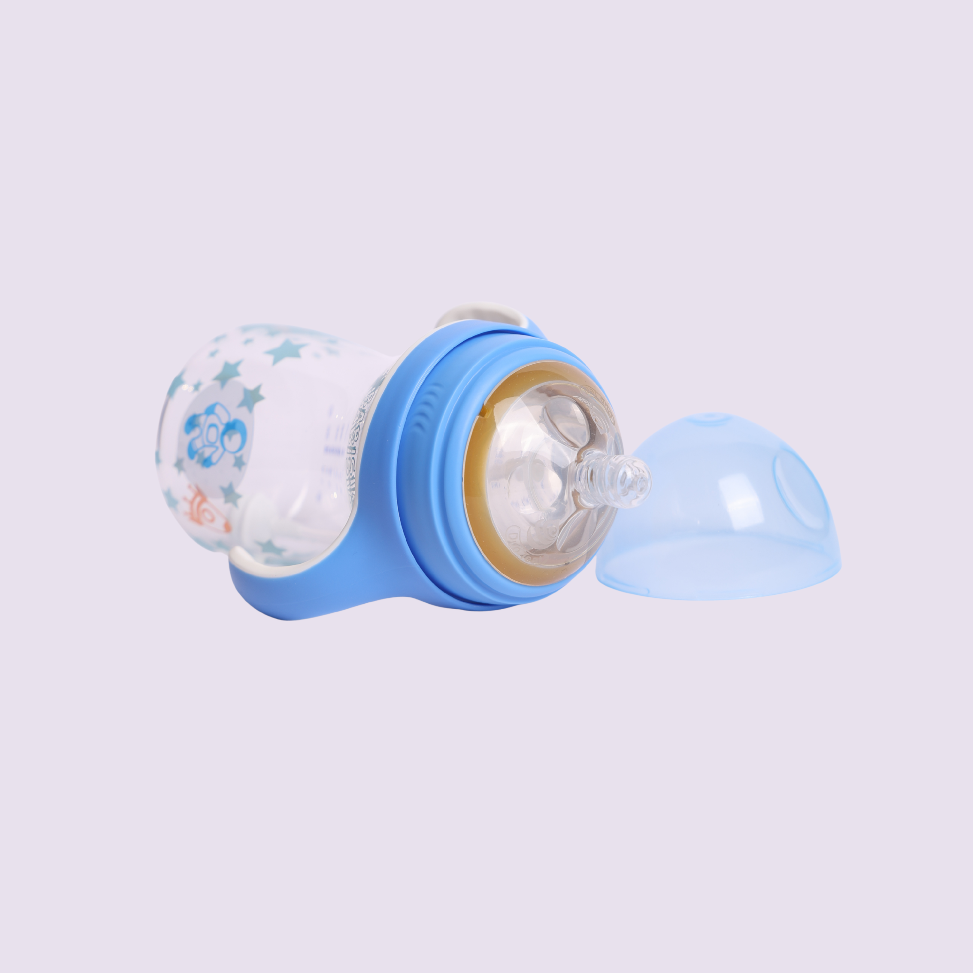 Blue Baby Milk Feeding Bottle with Handles 180ml