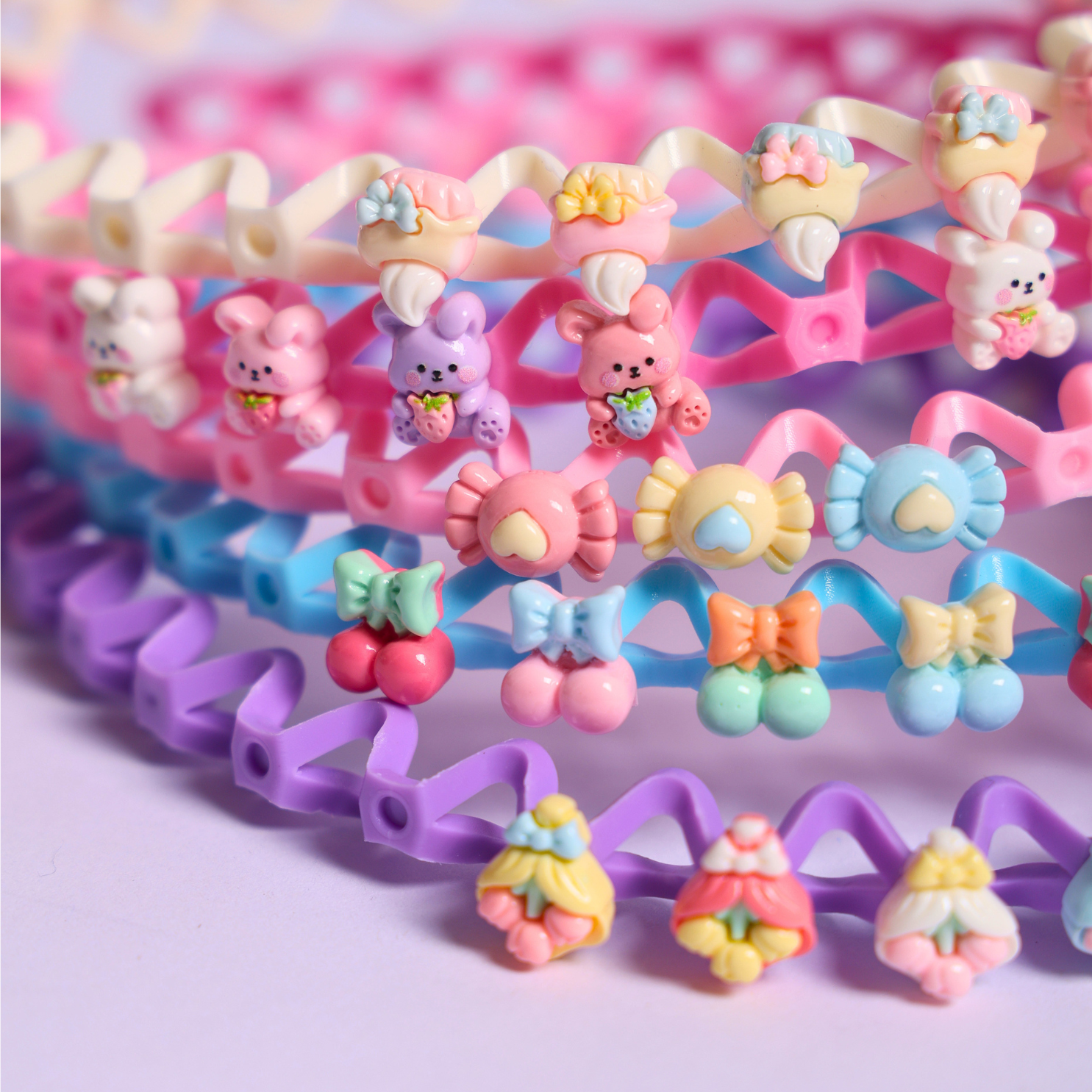 Kids Zig-Zag Floral Headbands Random Pack of 6