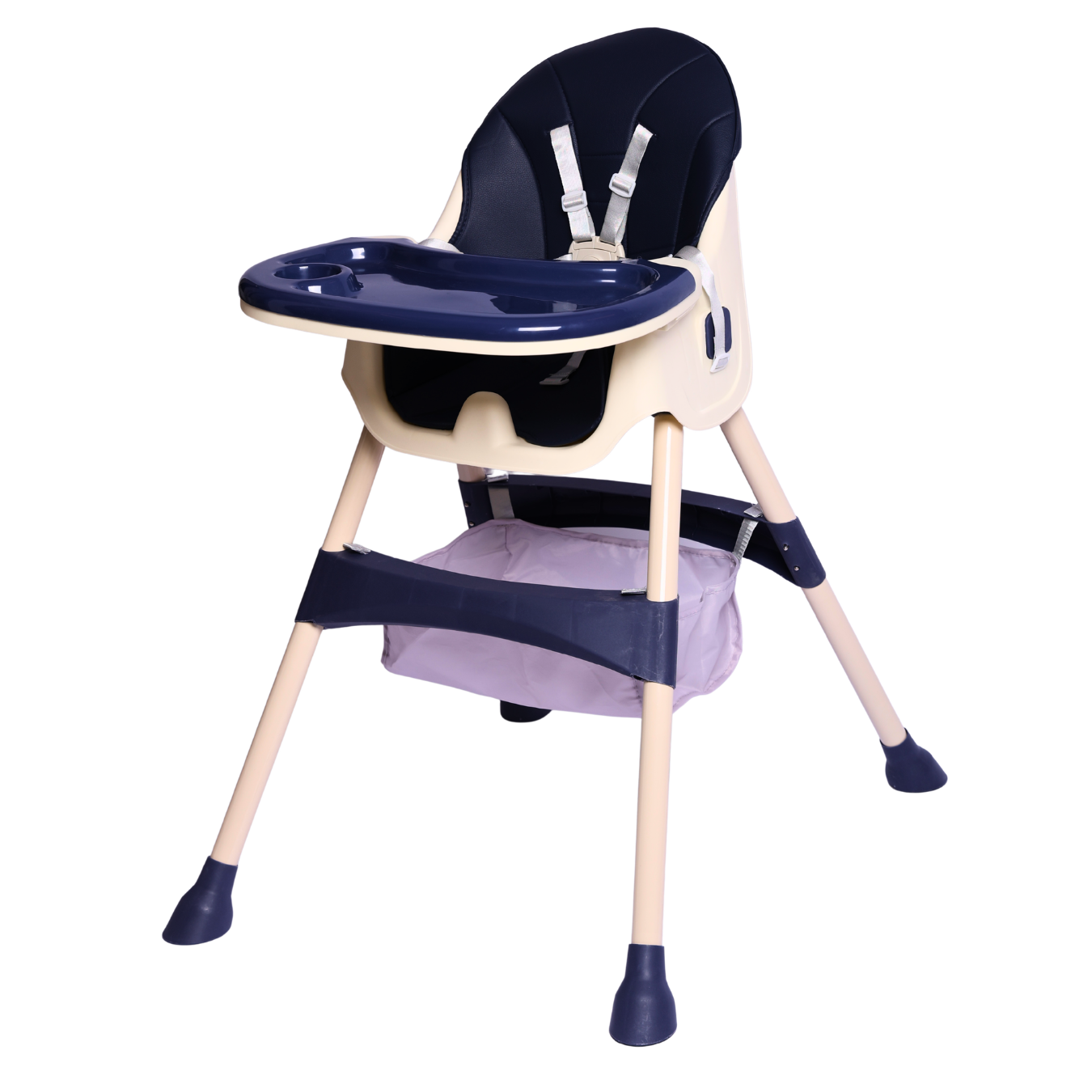 4-in-1 Convertible Baby High Chair with Removable Food Tray & 5-Point Safety Harness