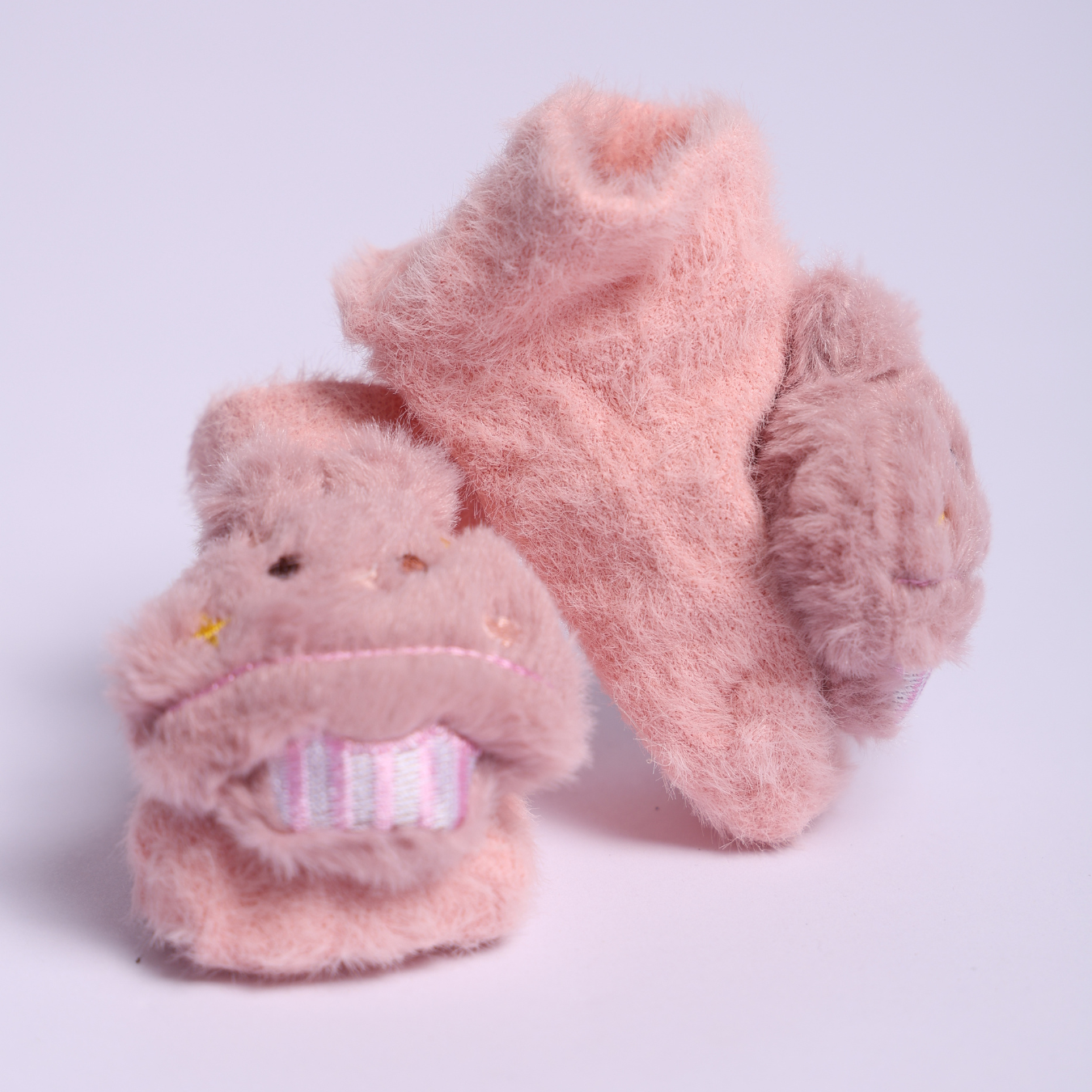Baby Plush Booties Purple & Pink Pack of 2