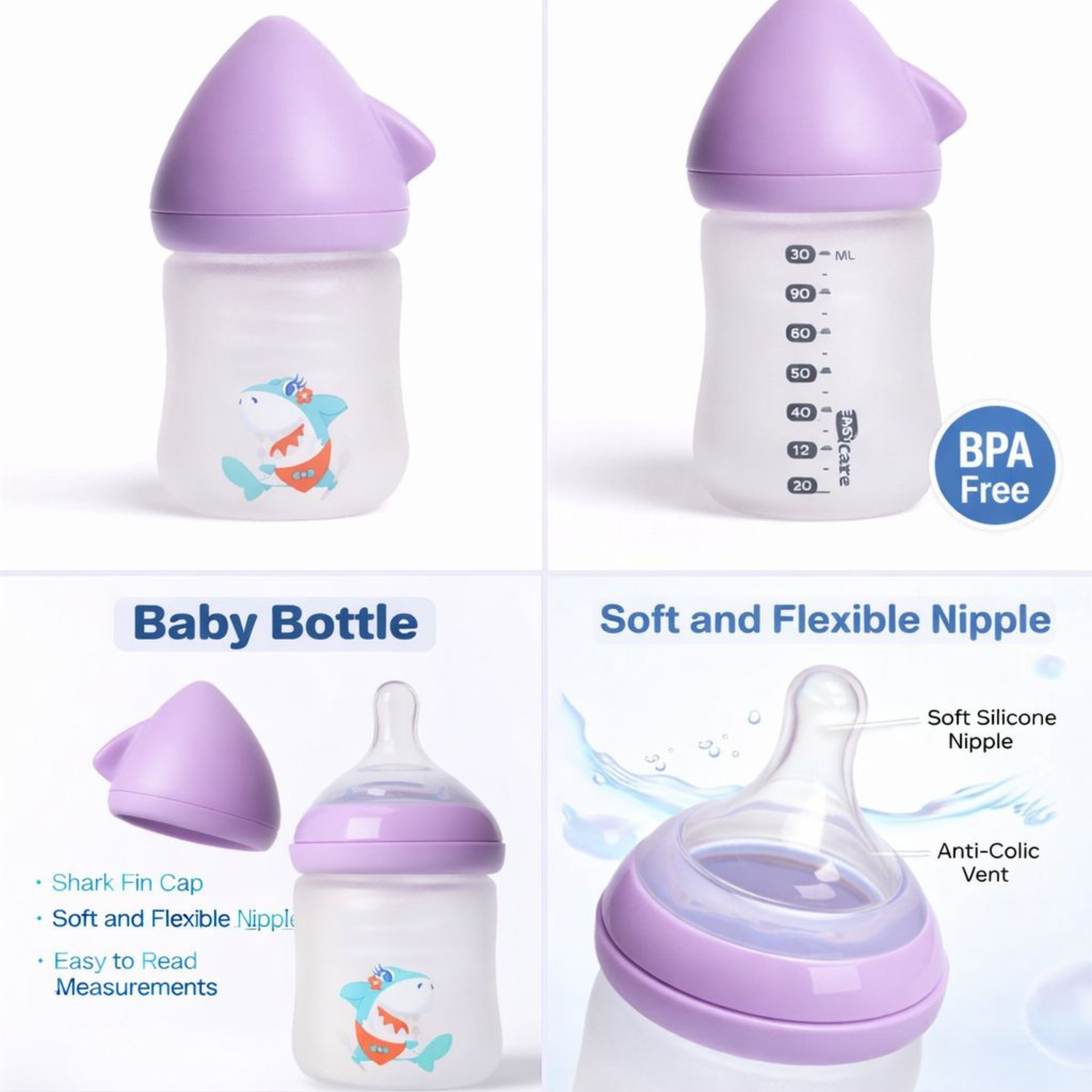 Baby Shark Glass Water Bottle | BPA-Free Kids Drinking Bottle with Straw