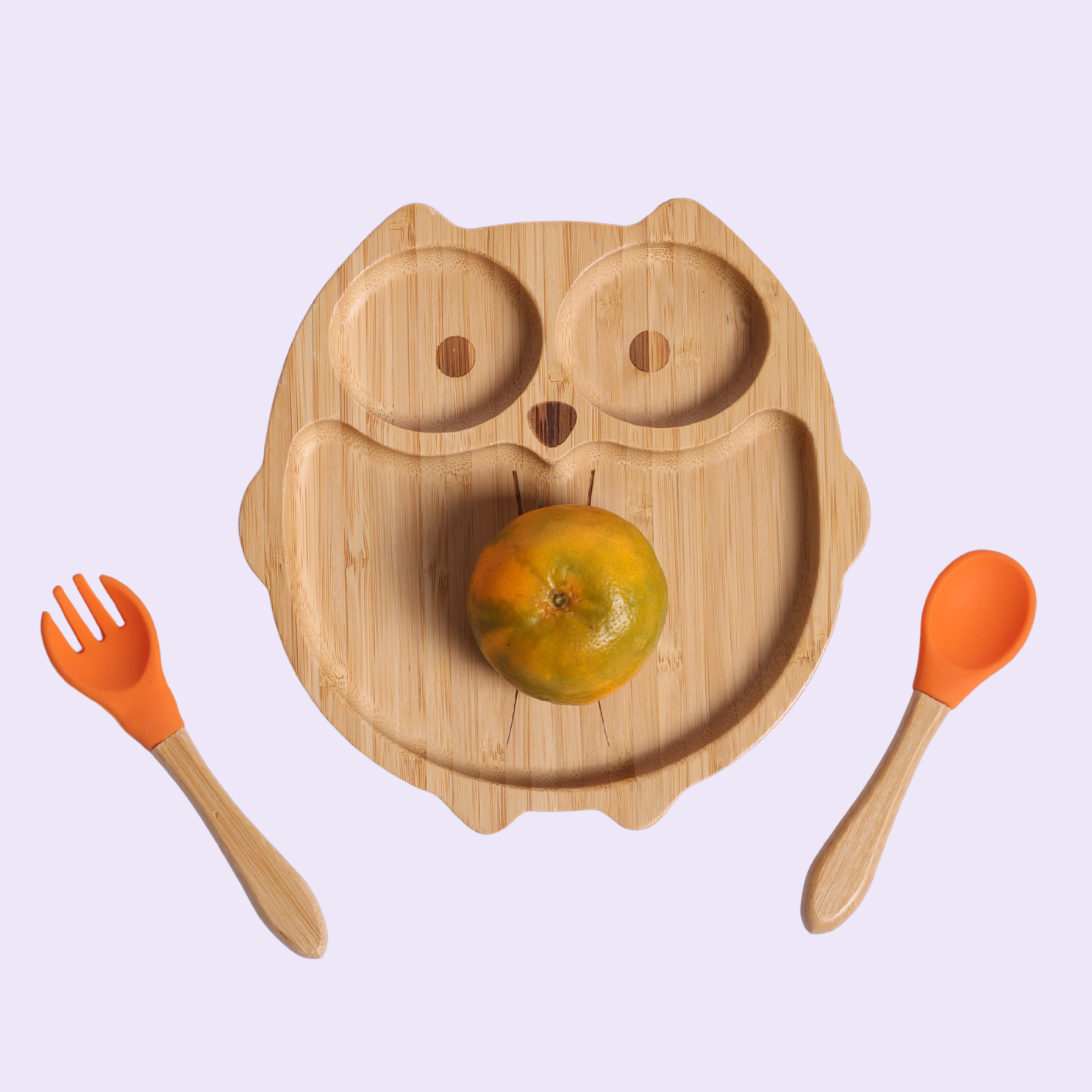 Bamboo Owl Shaped Suction Plate for Babies & Toddlers Natural Bamboo Divided Plate | BPA-Free Baby Plate taraventures