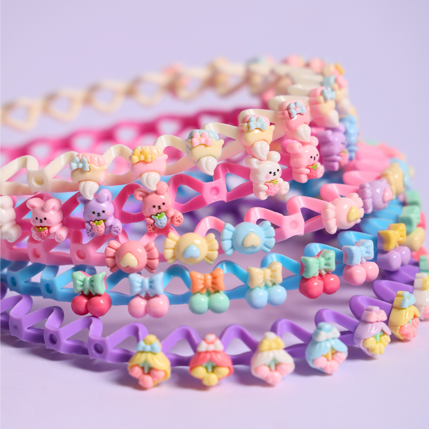 Kids Zig-Zag Floral Headbands Random Pack of 6