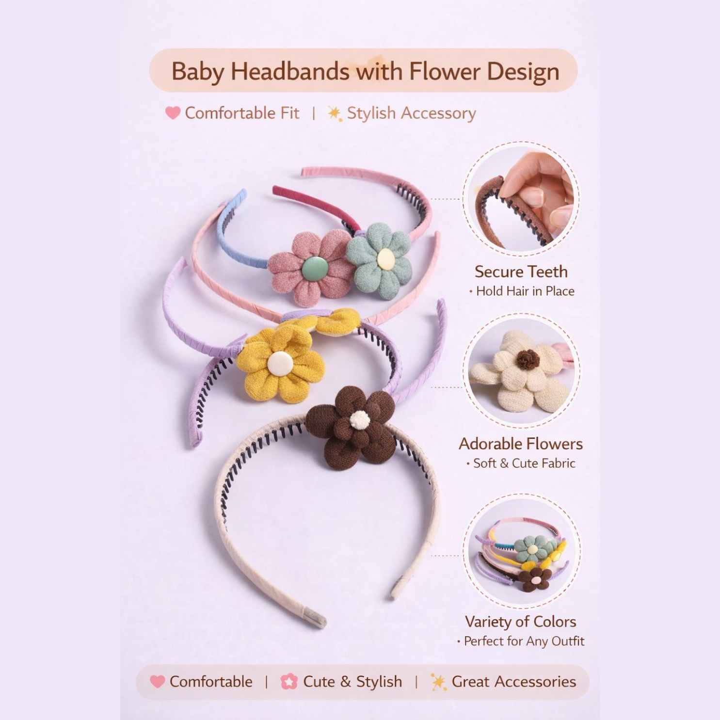 lower Hairband for Girls & Women Random Pack of 4