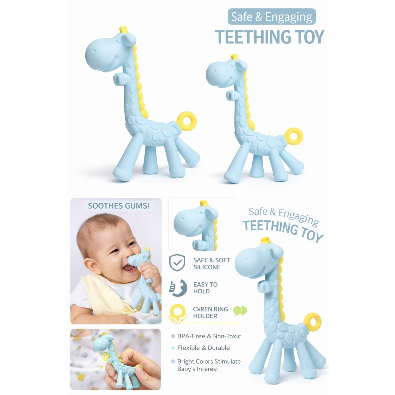 Giraffe Baby Teether Toy for Babies Pack of 1