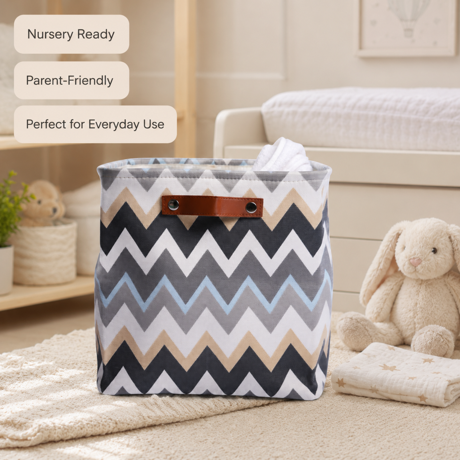 Foldable Fabric Storage Cube Organizer Basket with Premium Handles