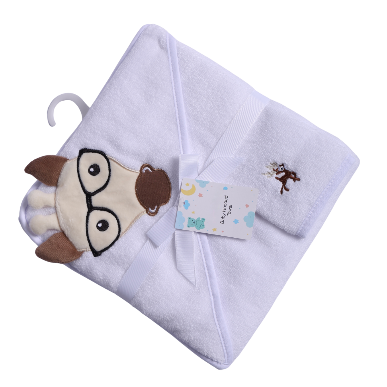 Deer Hooded Baby Towel with Washcloth Ultra Soft Cotton Hooded Bath Towel for Newborn Baby