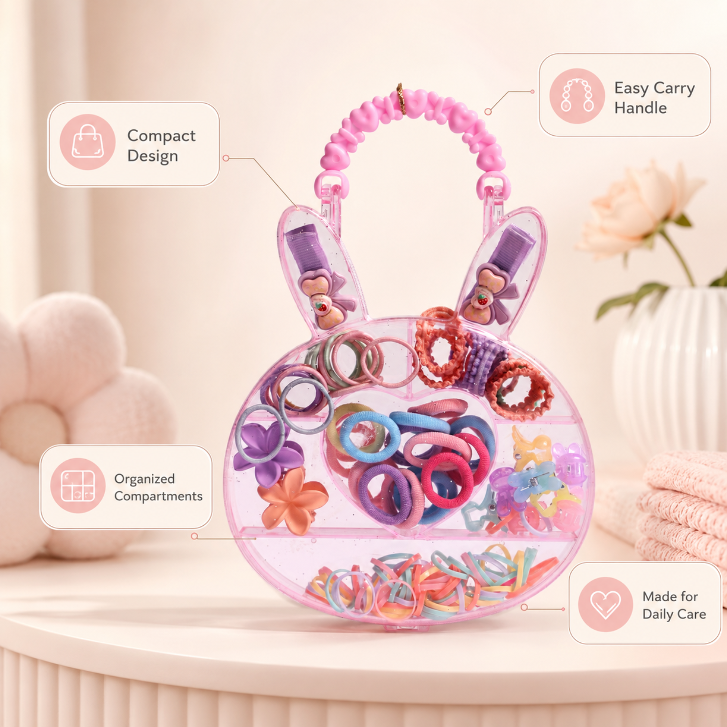 Rabbit Ear Hair Accessories Set for Girls Pack of 1