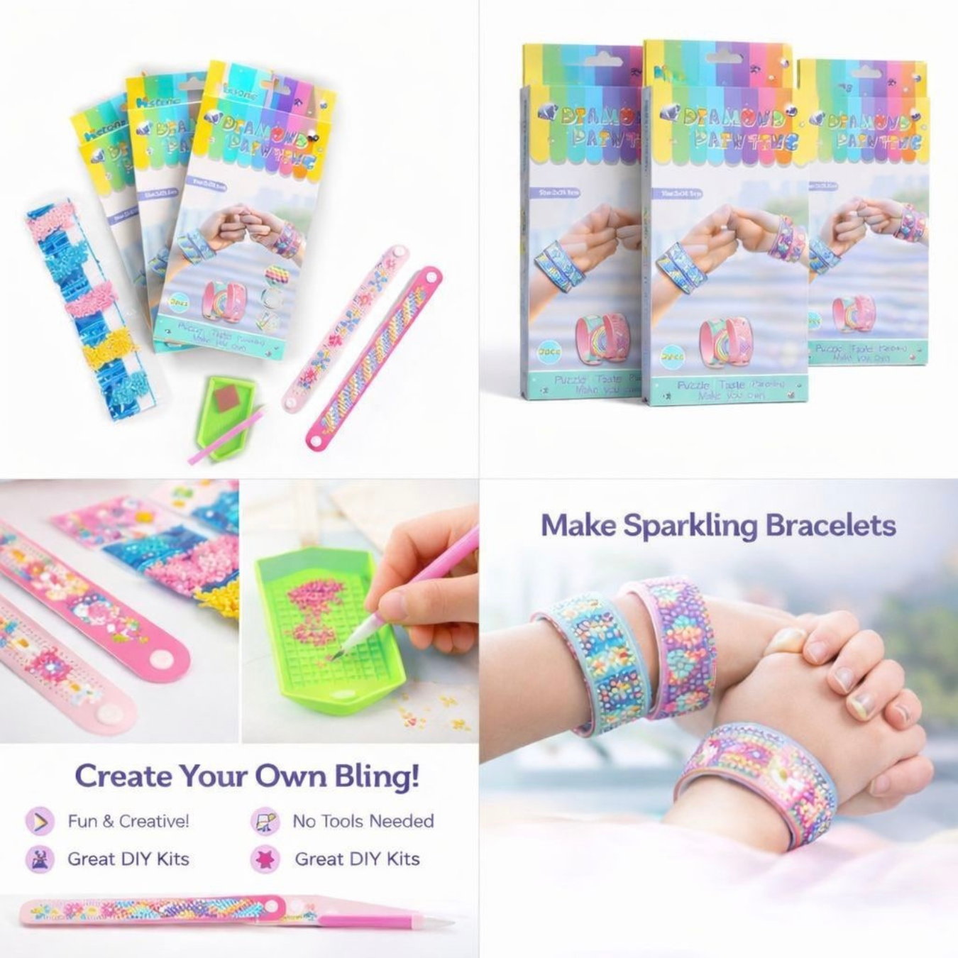 DIY Diamond Painting Bracelet Kit | Make Your Own Sparkling Bracelet Art Set for Kids & Girls