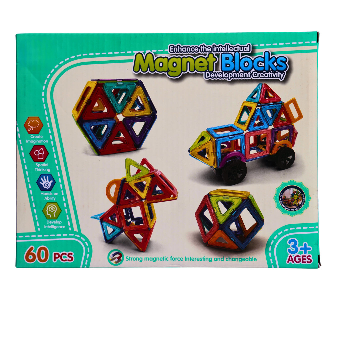 Tara Ventures 60 PCS Magnetic Blocks for Kids | Magnetic Tiles Building Blocks Set
