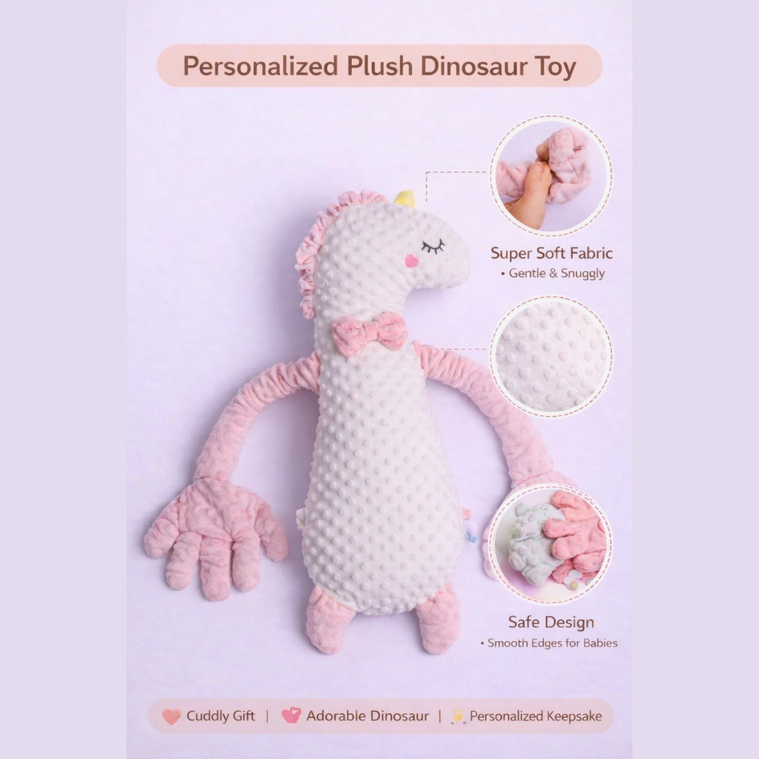 Dinosaur Plush Baby Soother Sleeping Toy with Soft Patting Comfort