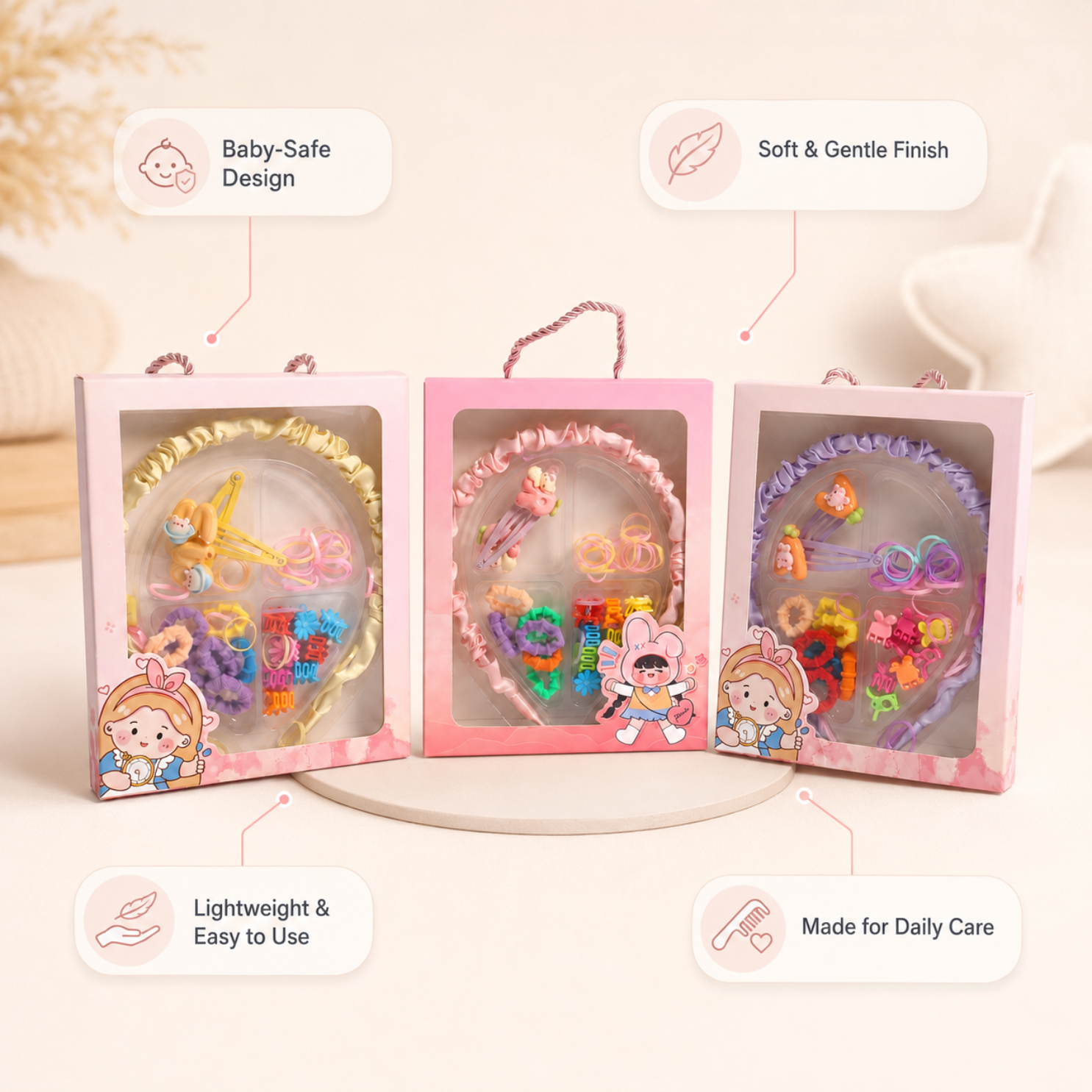 Kids Hair Accessories Gift Box Pack of 1 (Random Color)