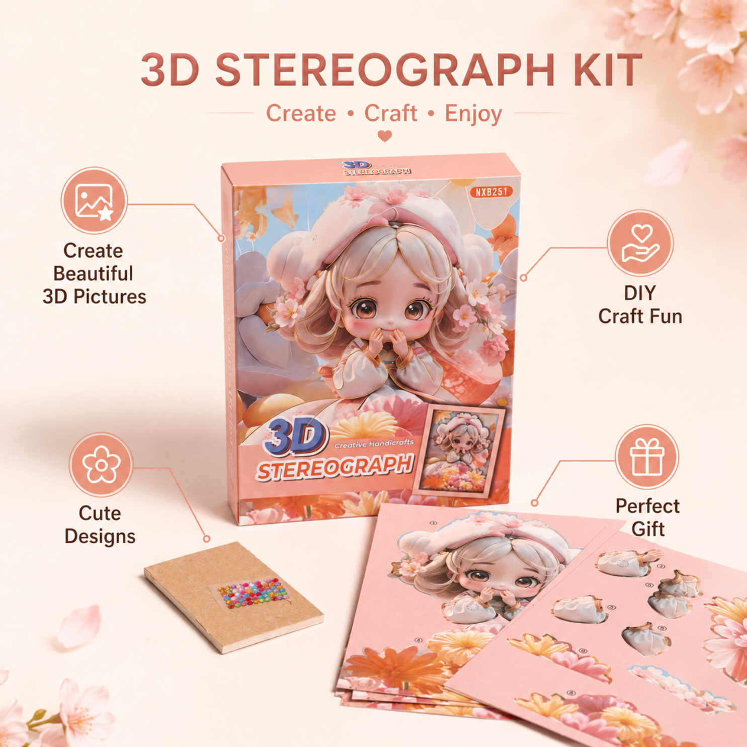 3D Stereograph DIY Craft Kit Random Pack of 1