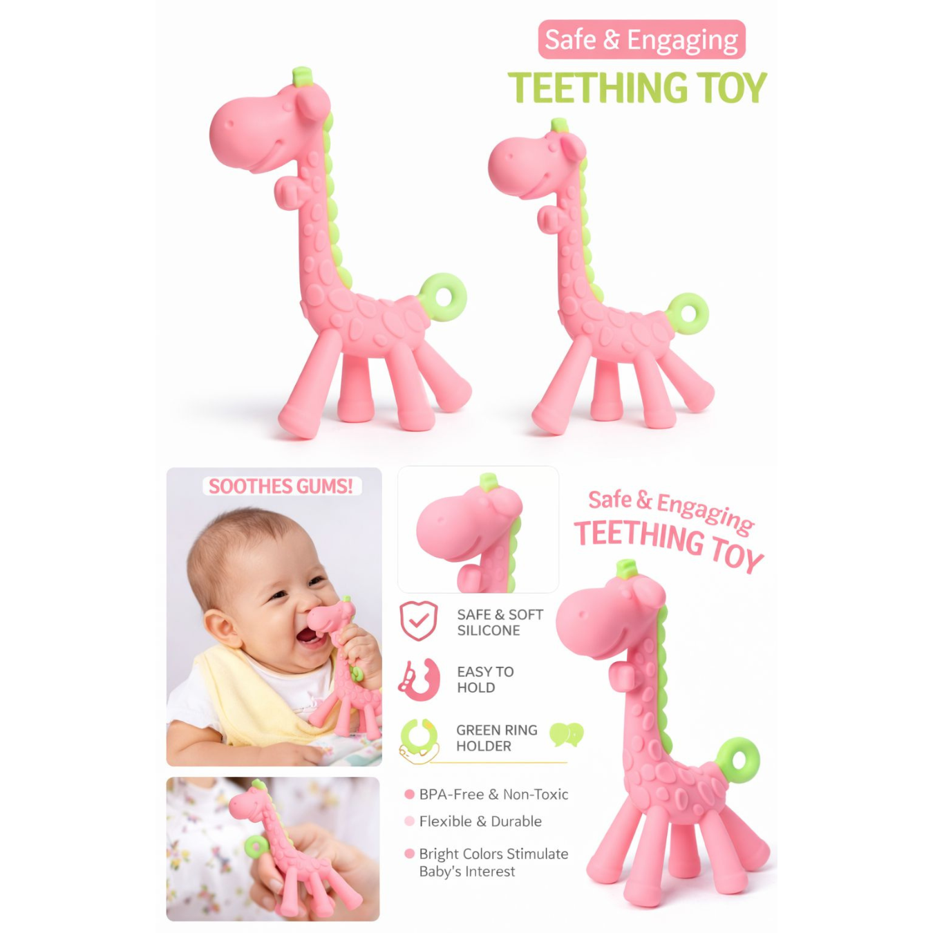 Giraffe Baby Teether Toy for Babies Pack of 1