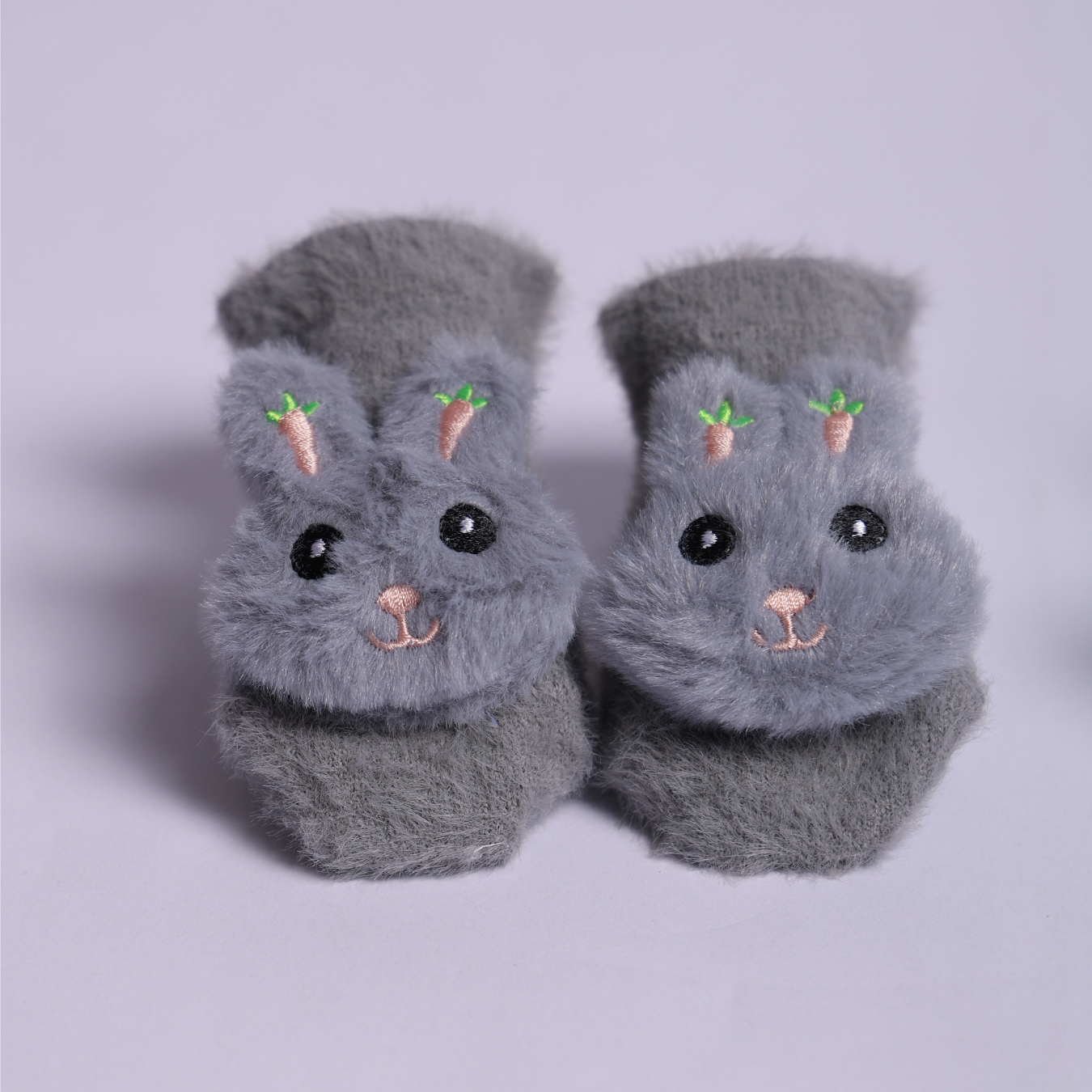 Baby Plush Booties for Newborn Boys & Girls Pack of 2 (Grey & Blue)