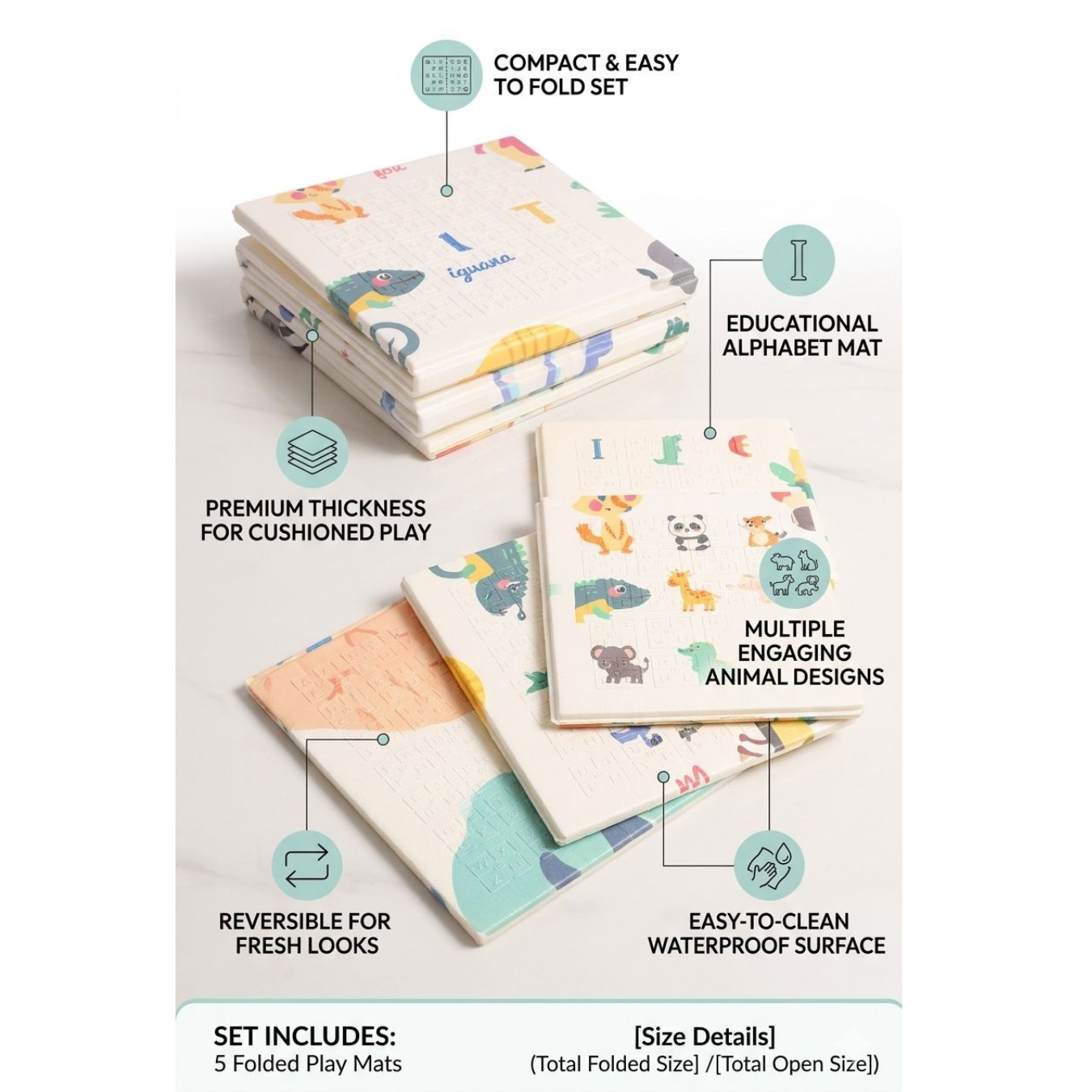 Tara Ventures Foldable Baby Play Mat Random Design (Pack of 1)