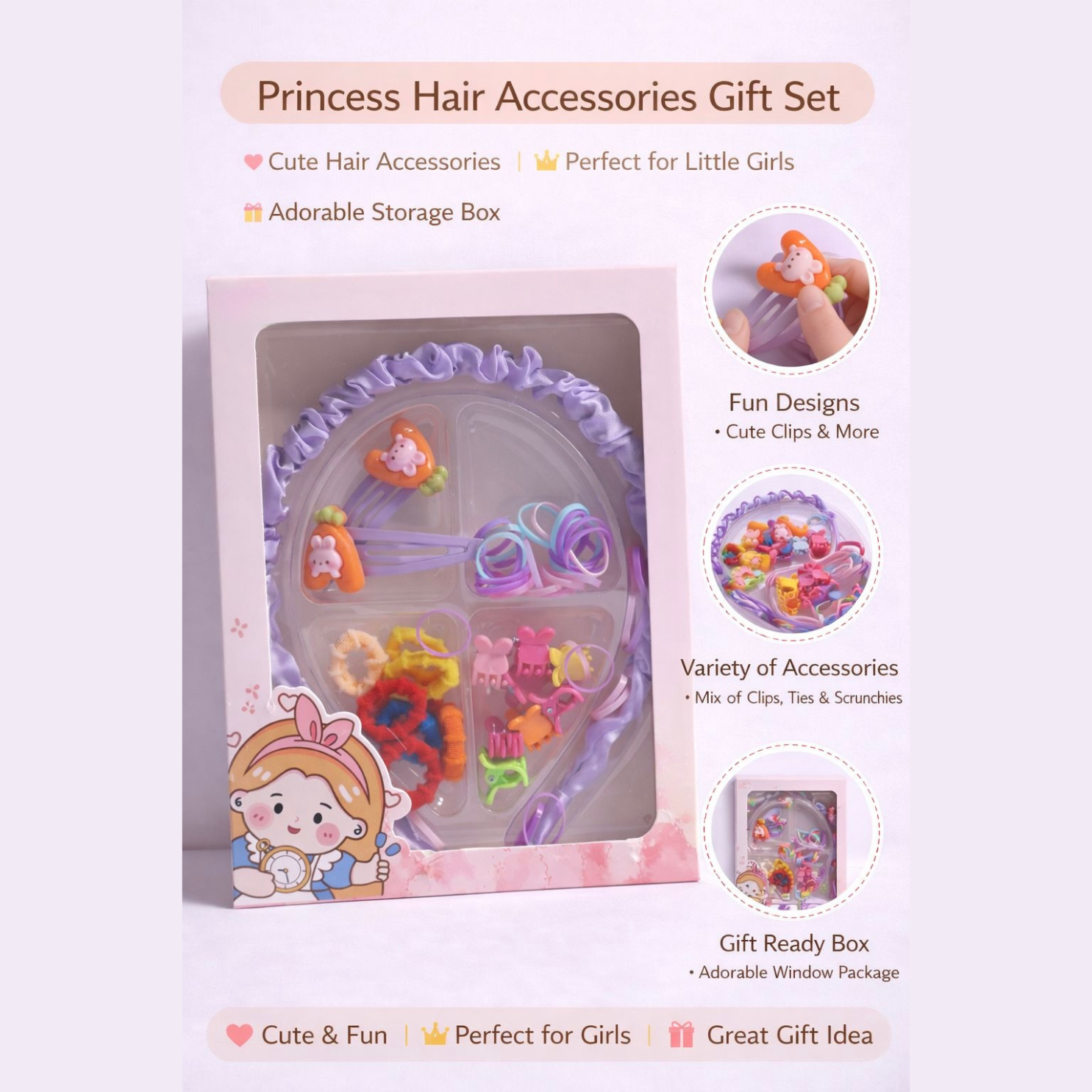 Kids Hair Accessories Gift Box Pack of 1 (Random Color)