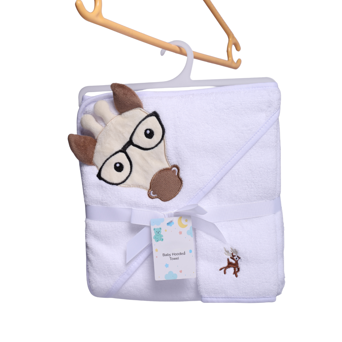 Deer Hooded Baby Towel with Washcloth Ultra Soft Cotton Hooded Bath Towel for Newborn Baby