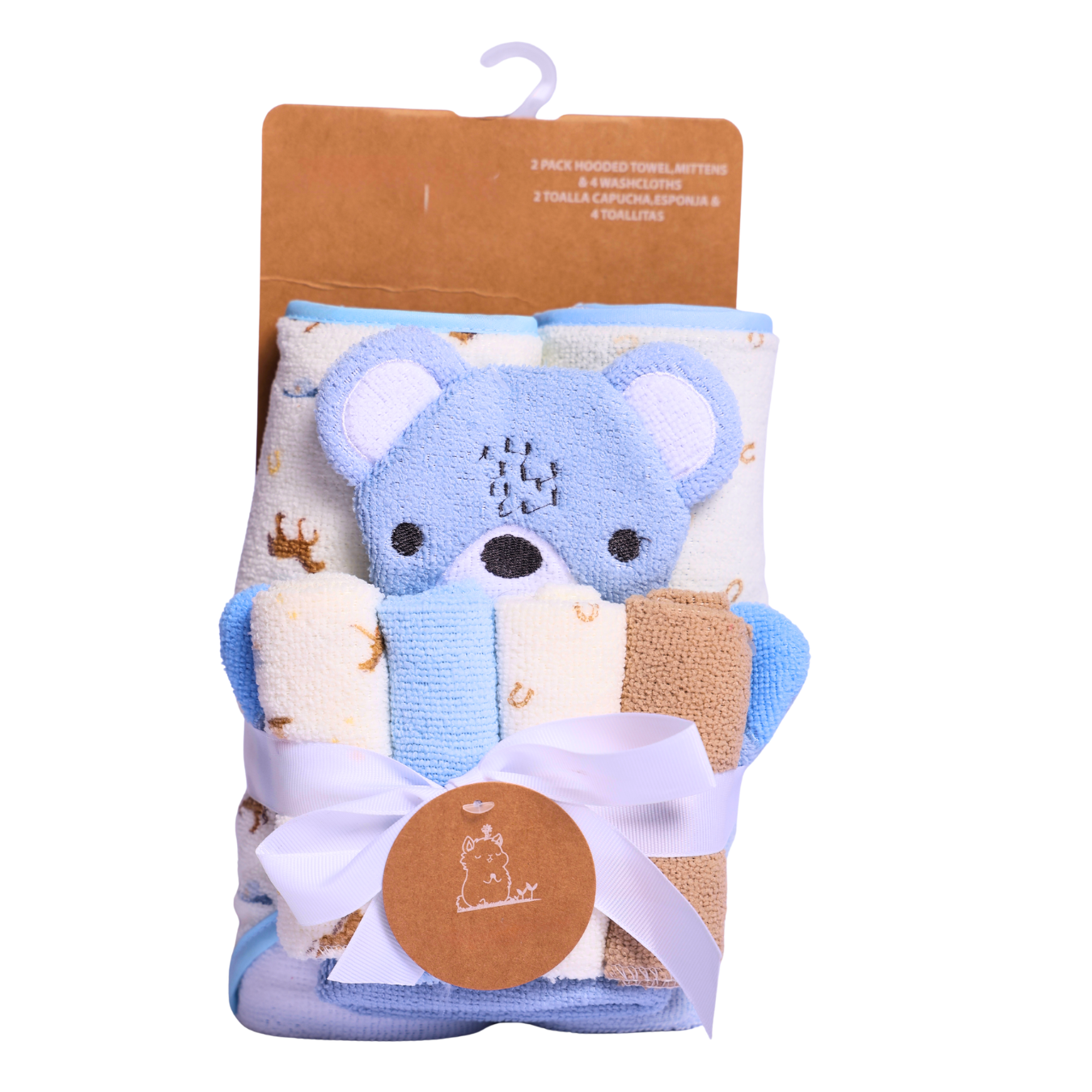 Baby Hooded Towel with 5 Washcloths Set (Random pack 01)